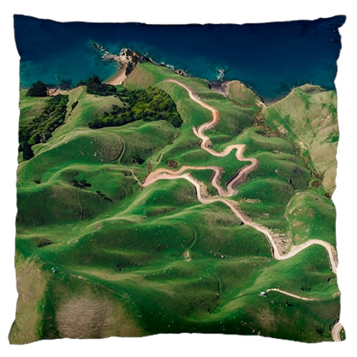 Coast Aerial View Beautiful Landscape Nature Ocean Road Graphy Aerial Coast Drone Standard Premium Plush Fleece Cushion Case (One Side)