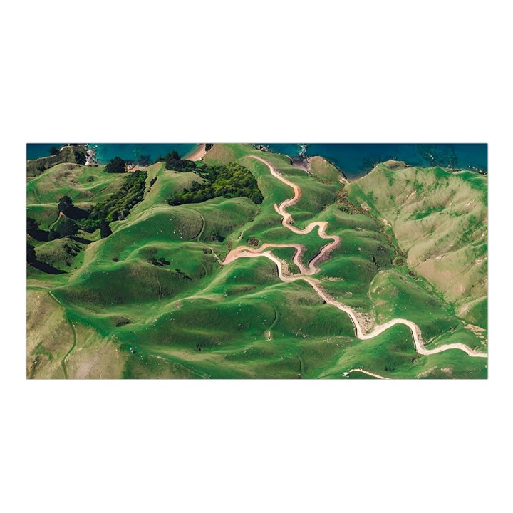 Coast Aerial View Beautiful Landscape Nature Ocean Road Graphy Aerial Coast Drone Satin Shawl 45  x 80 