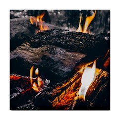 Wood Fire Camping Forest On Tile Coaster by Bedest