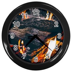 Wood Fire Camping Forest On Wall Clock (black) by Bedest