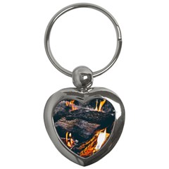 Wood Fire Camping Forest On Key Chain (heart) by Bedest