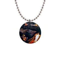 Wood Fire Camping Forest On 1  Button Necklace by Bedest