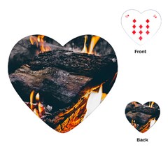 Wood Fire Camping Forest On Playing Cards Single Design (heart) by Bedest