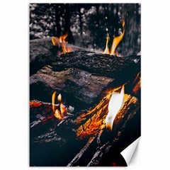 Wood Fire Camping Forest On Canvas 12  X 18  by Bedest