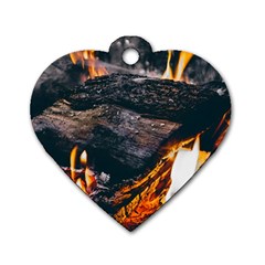 Wood Fire Camping Forest On Dog Tag Heart (one Side) by Bedest