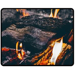 Wood Fire Camping Forest On Two Sides Fleece Blanket (medium) by Bedest