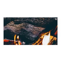 Wood Fire Camping Forest On Satin Wrap 35  X 70  by Bedest