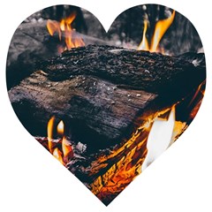 Wood Fire Camping Forest On Wooden Puzzle Heart by Bedest