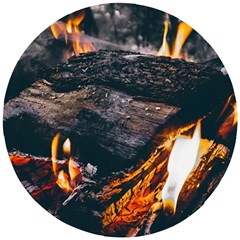 Wood Fire Camping Forest On Wooden Puzzle Round by Bedest