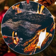 Wood Fire Camping Forest On Uv Print Acrylic Ornament Round