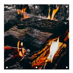 Wood Fire Camping Forest On Banner And Sign 4  X 4  by Bedest