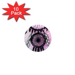 Dream Catcher Art Feathers Pink 1  Mini Magnet (10 Pack)  by Bedest