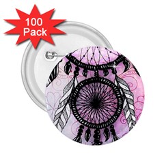 Dream Catcher Art Feathers Pink 2 25  Buttons (100 Pack)  by Bedest