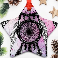 Dream Catcher Art Feathers Pink Star Ornament (two Sides) by Bedest