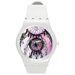 Dream Catcher Art Feathers Pink Round Plastic Sport Watch (m) by Bedest