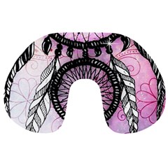 Dream Catcher Art Feathers Pink Travel Neck Pillow by Bedest