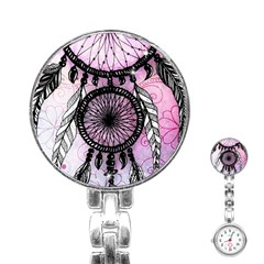 Dream Catcher Art Feathers Pink Stainless Steel Nurses Watch by Bedest