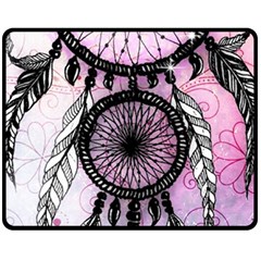 Dream Catcher Art Feathers Pink Two Sides Fleece Blanket (medium) by Bedest