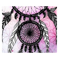 Dream Catcher Art Feathers Pink Two Sides Premium Plush Fleece Blanket (small) by Bedest