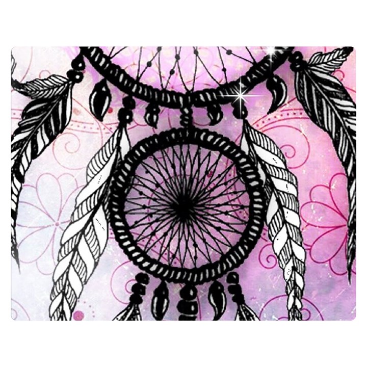 Dream Catcher Art Feathers Pink Two Sides Premium Plush Fleece Blanket (Medium)