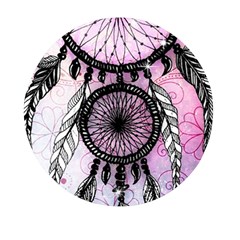 Dream Catcher Art Feathers Pink Mini Round Pill Box by Bedest