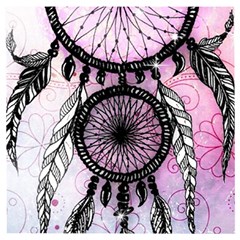 Dream Catcher Art Feathers Pink Wooden Puzzle Square by Bedest