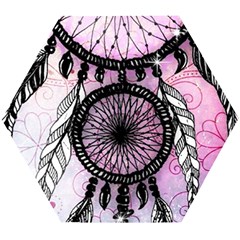 Dream Catcher Art Feathers Pink Wooden Puzzle Hexagon by Bedest