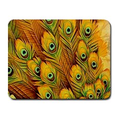 Peacock Feathers Green Yellow Small Mousepad by Bedest