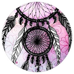 Dream Catcher Art Feathers Pink Round Trivet by Bedest