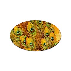 Peacock Feathers Green Yellow Sticker (oval) by Bedest