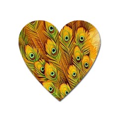 Peacock Feathers Green Yellow Heart Magnet by Bedest