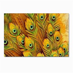 Peacock Feathers Green Yellow Postcards 5  X 7  (pkg Of 10) by Bedest