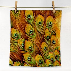 Peacock Feathers Green Yellow Face Towel by Bedest