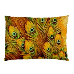 Peacock Feathers Green Yellow Pillow Case by Bedest