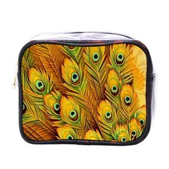 Peacock Feathers Green Yellow Mini Toiletries Bag (one Side) by Bedest