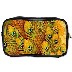 Peacock Feathers Green Yellow Toiletries Bag (one Side) by Bedest