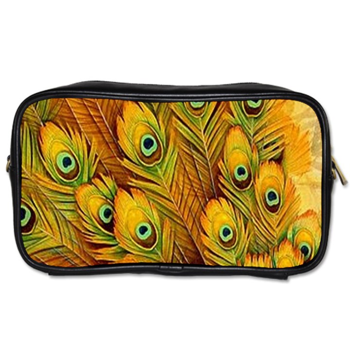 Peacock Feathers Green Yellow Toiletries Bag (One Side)