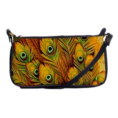 Peacock Feathers Green Yellow Shoulder Clutch Bag by Bedest