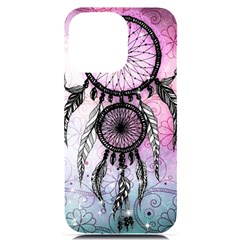 Dream Catcher Art Feathers Pink Iphone 14 Pro Max Black Uv Print Case by Bedest