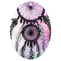 Dream Catcher Art Feathers Pink Uv Print Acrylic Ornament Oval by Bedest