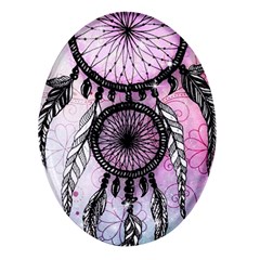 Dream Catcher Art Feathers Pink Oval Glass Fridge Magnet (4 Pack) by Bedest