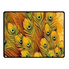 Peacock Feathers Green Yellow Two Sides Fleece Blanket (small) by Bedest