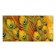 Peacock Feathers Green Yellow Satin Shawl 45  X 80  by Bedest