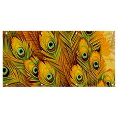 Peacock Feathers Green Yellow Banner And Sign 8  X 4  by Bedest