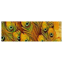 Peacock Feathers Green Yellow Banner And Sign 12  X 4  by Bedest