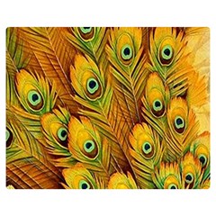 Peacock Feathers Green Yellow Premium Plush Fleece Blanket (medium) by Bedest