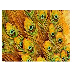 Peacock Feathers Green Yellow Two Sides Premium Plush Fleece Blanket (extra Small) by Bedest