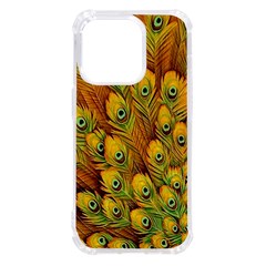 Peacock Feathers Green Yellow Iphone 14 Pro Tpu Uv Print Case by Bedest