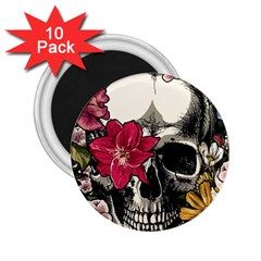 Skull Flowers American Native Dream Catcher Legend 2 25  Magnets (10 Pack)  by Bedest