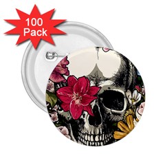 Skull Flowers American Native Dream Catcher Legend 2 25  Buttons (100 Pack)  by Bedest